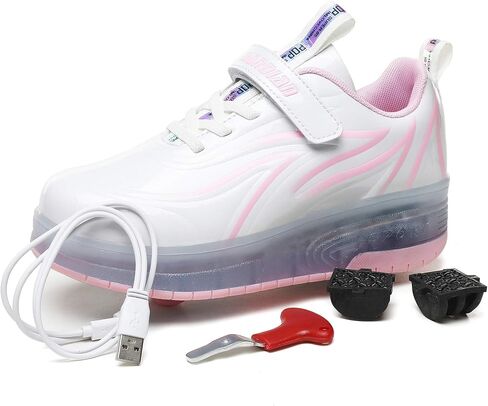 HHSTS Kids Shoes with Wheels LED Light Color Shoes Shiny Roller Skates Skate Shoes Simple Kids Gifts Boys Girls The Best Gift for Party Birthday Christmas Day in Saudi Arabia