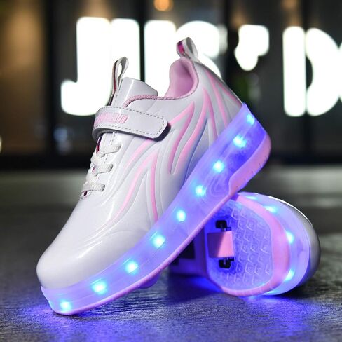 HHSTS Kids Shoes with Wheels LED Light Color Shoes Shiny Roller Skates Skate Shoes Simple Kids Gifts Boys Girls The Best Gift for Party Birthday Christmas Day in Saudi Arabia