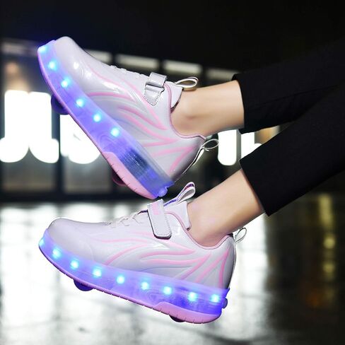 HHSTS Kids Shoes with Wheels LED Light Color Shoes Shiny Roller Skates Skate Shoes Simple Kids Gifts Boys Girls The Best Gift for Party Birthday Christmas Day in Saudi Arabia
