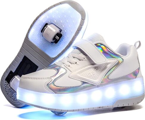 HHSTS Kids Shoes with Wheels LED Light Color Shoes Shiny Roller Skates Skate Shoes Simple Kids Gifts Boys Girls The Best Gift for Party Birthday Christmas Day in Saudi Arabia