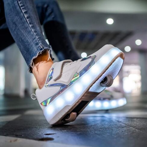 HHSTS Kids Shoes with Wheels LED Light Color Shoes Shiny Roller Skates Skate Shoes Simple Kids Gifts Boys Girls The Best Gift for Party Birthday Christmas Day in Saudi Arabia