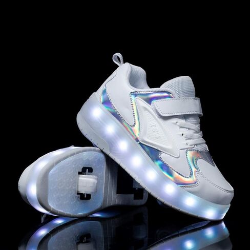 HHSTS Kids Shoes with Wheels LED Light Color Shoes Shiny Roller Skates Skate Shoes Simple Kids Gifts Boys Girls The Best Gift for Party Birthday Christmas Day in Saudi Arabia