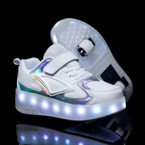 HHSTS Kids Shoes with Wheels LED Light Color Shoes Shiny Roller Skates Skate Shoes Simple Kids Gifts Boys Girls The Best Gift for Party Birthday Christmas Day in Saudi Arabia