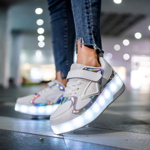 HHSTS Kids Shoes with Wheels LED Light Color Shoes Shiny Roller Skates Skate Shoes Simple Kids Gifts Boys Girls The Best Gift for Party Birthday Christmas Day in Saudi Arabia