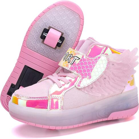 HHSTS Kids Shoes with Wheels LED Light Color Shoes Shiny Roller Skates Skate Shoes Simple Kids Gifts Boys Girls The Best Gift for Party Birthday Christmas Day in Saudi Arabia