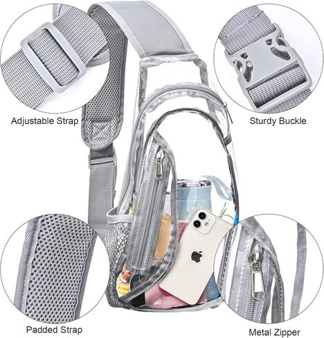 gdbis Clear Sling Bag, Stadium Approved PVC Crossbody Backpack, Clear Casual Chest Daypack for Hiking, Stadium or Concerts in Kuwait