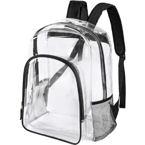 Fomaris Clear Backpack Heavy Duty Clear Bookbag Transparent Backpack See Through Plastic Backpacks for School, Work,Concert,College (Black)