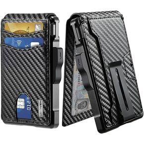 Wallet for Men - with Money Clip Slim Leather Slots Credit Card Holder RFID Blocking Bifold Minimalist Wallet