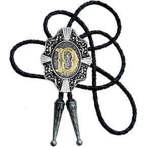 KeCol Western Letter Bolo Tie Cowboy Aalphabet A to Z Neckties Necklace for Men Women