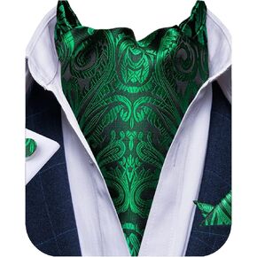 DiBanGu 100% Silk Ascot Ties for Men Paisley Cravat for Men Wedding Jacquard Woven Mens Cravat Tie and Pocket Square Set in Kuwait