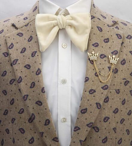 Knighthood Double Kings Crown With Stone Detailing Chain Lapel Pin Badge Coat Suit Jacket Wedding Gift Party Shirt Collar Accessories Brooch in Saudi Arabia