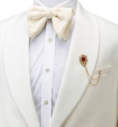 A N KINGPiiN Lapel Pin for Men Stone Detailing with Engraving Metal Crystal Chain Brooch Suit Stud, Shirt Studs Men's Accessories (Gold-Red) in Saudi Arabia