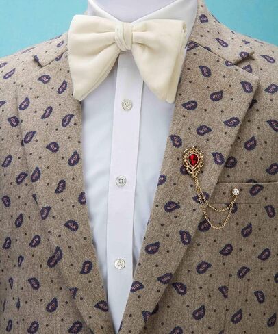 A N KINGPiiN Lapel Pin for Men Stone Detailing with Engraving Metal Crystal Chain Brooch Suit Stud, Shirt Studs Men's Accessories (Gold-Red) in Saudi Arabia