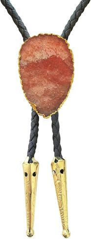 Daisy Del Sol Gemstone Bolo Tie Braided Vegan Faux Leather Natural Stone Gold Handmade Necklace Adjustable Boho Western Jewelry in Kuwait