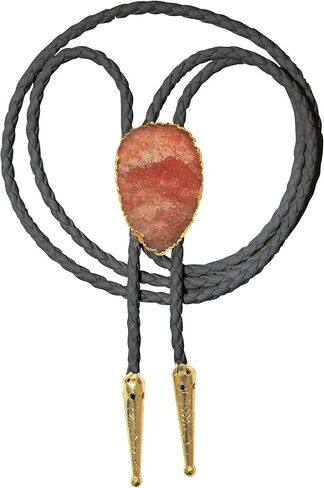 Daisy Del Sol Gemstone Bolo Tie Braided Vegan Faux Leather Natural Stone Gold Handmade Necklace Adjustable Boho Western Jewelry in Kuwait