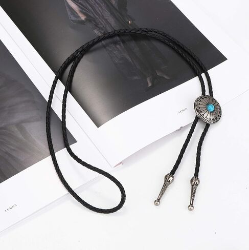 THUNARAZ 4Pcs Bolo Tie for Men Western Leather Necktie Cow Skull Bolo Tie Halloween Costume Accessories Necktie Men Women in Saudi Arabia