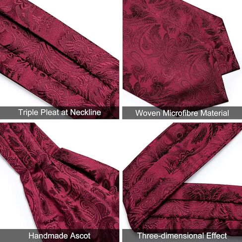 DiBanGu 100% Silk Ascot Ties for Men Paisley Cravat for Men Wedding Jacquard Woven Mens Cravat Tie and Pocket Square Set in Kuwait