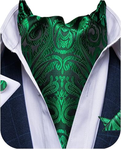 DiBanGu 100% Silk Ascot Ties for Men Paisley Cravat for Men Wedding Jacquard Woven Mens Cravat Tie and Pocket Square Set in Kuwait