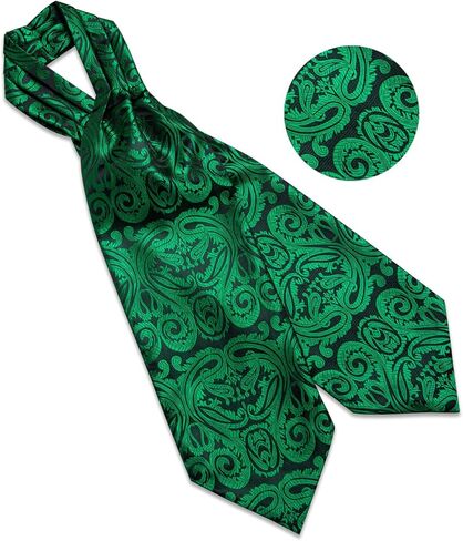 DiBanGu 100% Silk Ascot Ties for Men Paisley Cravat for Men Wedding Jacquard Woven Mens Cravat Tie and Pocket Square Set in Kuwait