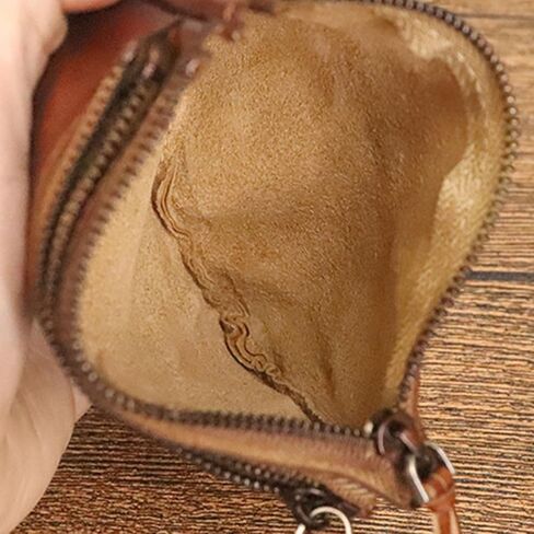 1PCS Leather Coin Pouch Double Zipper Leather Coin Purse Leather Coin Purse for Women Holds Folded Bills and Coins (Black) in Kuwait