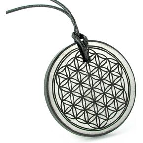 Karelian Heritage Shungite Pendant Round Shape | Healing Spiritual Natural Black Crystal Jewelry Pendant | Sacred Symbol Talisman Amulet Necklace for Meditation in Kuwait