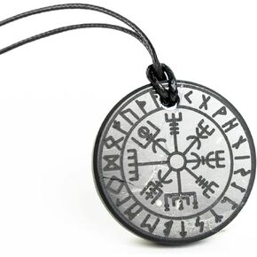 Karelian Heritage Shungite Pendant Round Shape | Healing Spiritual Natural Black Crystal Jewelry Pendant | Sacred Symbol Talisman Amulet Necklace for Meditation