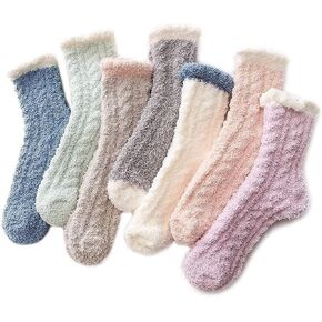 جوارب Azue Fuzzy Warm Slipper للنساء جوارب نوم مريحة فائقة النعومة من الألياف الدقيقة 6 أو 5 أزواج in Kuwait