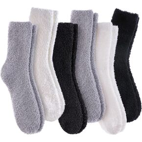 LANLEO 5/6 Pairs Womens Super Soft Fuzzy Plush Warm Winter Home Sleeping Slipper Socks