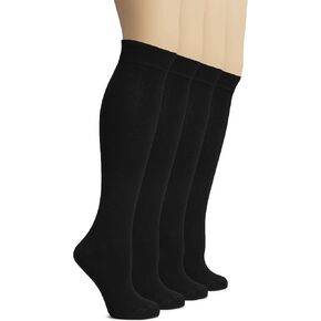 Hugh Ugoli Women's Bamboo Knee High Socks | Comfort Seam Long Dress Socks, Soft & Lightweight | Shoe Size 5-8/8-11, 4 Pairs in Kuwait