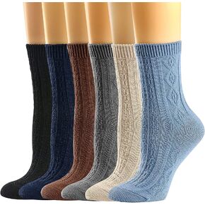 Mcool Mary Womens Crew Socks, Casual Knit Cotton Comfy Breathable Cool Dress Socks for Girls 6 Pack