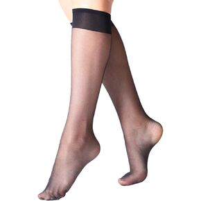 MANZI 12 Pairs Lady's Sheer Knee High Stockings for Women
