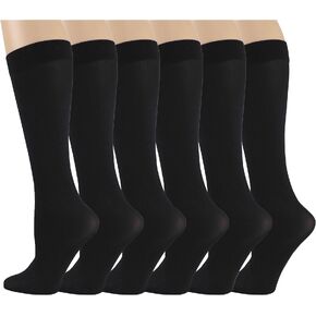 Different Touch 6 Pairs Pack Women Stretchy Spandex Trouser Socks Opaque Knee High