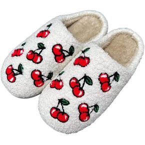 Women's Men's Strawberry Slippers Cute Fruit Home Slippers Winter Fuzzy Memory Foam Fluffy Warm House Shoes