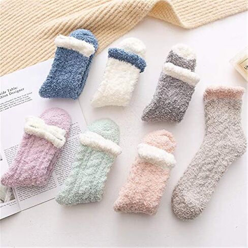 جوارب Azue Fuzzy Warm Slipper للنساء جوارب نوم مريحة فائقة النعومة من الألياف الدقيقة 6 أو 5 أزواج in Kuwait