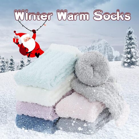 جوارب Azue Fuzzy Warm Slipper للنساء جوارب نوم مريحة فائقة النعومة من الألياف الدقيقة 6 أو 5 أزواج in Kuwait