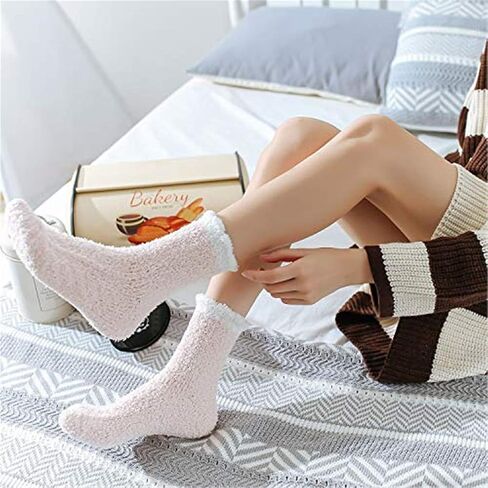 جوارب Azue Fuzzy Warm Slipper للنساء جوارب نوم مريحة فائقة النعومة من الألياف الدقيقة 6 أو 5 أزواج in Kuwait