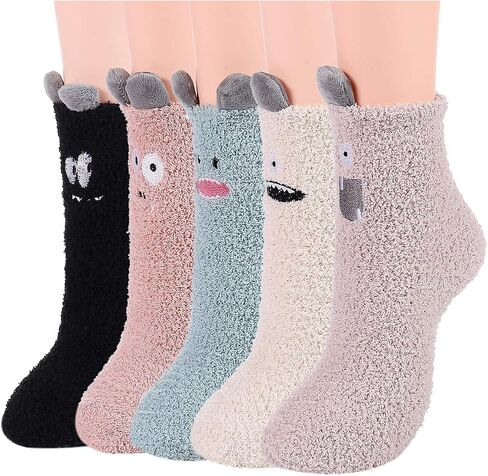 جوارب Azue Fuzzy Warm Slipper للنساء جوارب نوم مريحة فائقة النعومة من الألياف الدقيقة 6 أو 5 أزواج in Kuwait