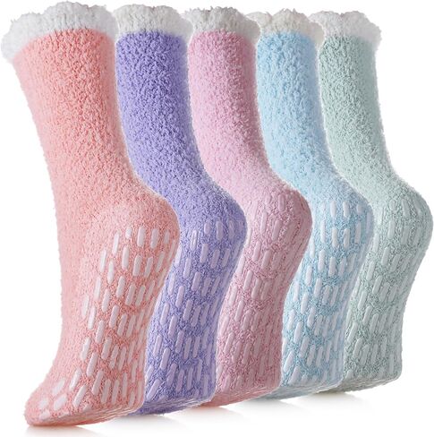 SDBING Non Slip Socks Fuzzy Socks with Grips for Women Hospital Socks with Grips for Women Slipper Socks in Saudi Arabia