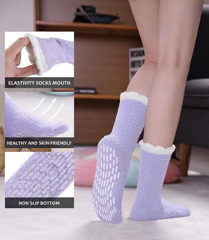 SDBING Non Slip Socks Fuzzy Socks with Grips for Women Hospital Socks with Grips for Women Slipper Socks in Saudi Arabia