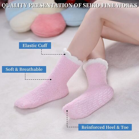 SDBING Non Slip Socks Fuzzy Socks with Grips for Women Hospital Socks with Grips for Women Slipper Socks in Saudi Arabia