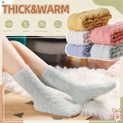 Velice Womens Fuzzy Socks Soft Cozy Fluffy Slipper Socks Winter Warm Plush Sleeping Christmas Socks in Kuwait