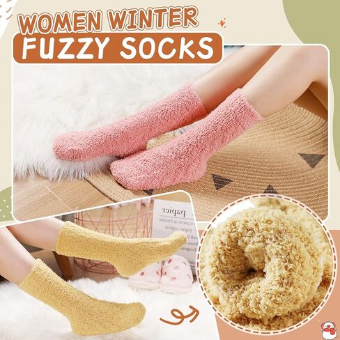 Velice Womens Fuzzy Socks Soft Cozy Fluffy Slipper Socks Winter Warm Plush Sleeping Christmas Socks in Kuwait