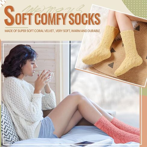 Velice Womens Fuzzy Socks Soft Cozy Fluffy Slipper Socks Winter Warm Plush Sleeping Christmas Socks in Kuwait