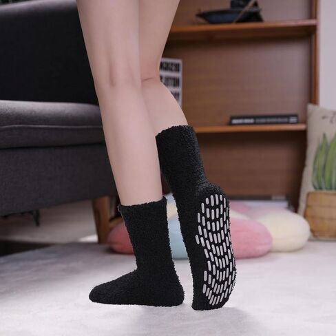 MQELONG Slipper Socks for Women Cozy Hospital Socks Soft Fluffy with Grips Socks Warm Fuzzy Socks Non Slip Grip Socks in Saudi Arabia