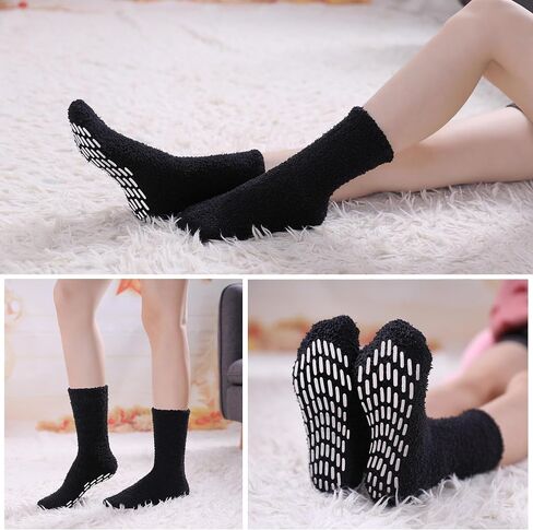 MQELONG Slipper Socks for Women Cozy Hospital Socks Soft Fluffy with Grips Socks Warm Fuzzy Socks Non Slip Grip Socks in Saudi Arabia