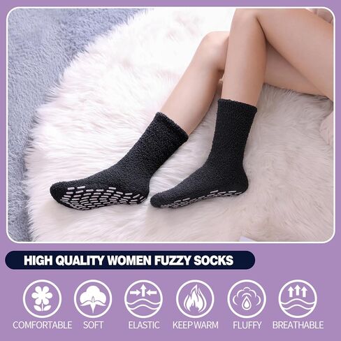 MQELONG Slipper Socks for Women Cozy Hospital Socks Soft Fluffy with Grips Socks Warm Fuzzy Socks Non Slip Grip Socks in Saudi Arabia