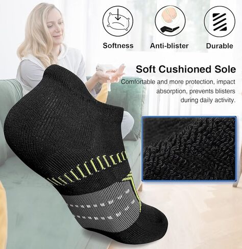 suaskk Womens Athletic Cushioned Anti-Blister Comfort Running Ankle Socks 5 Pairs in Kuwait