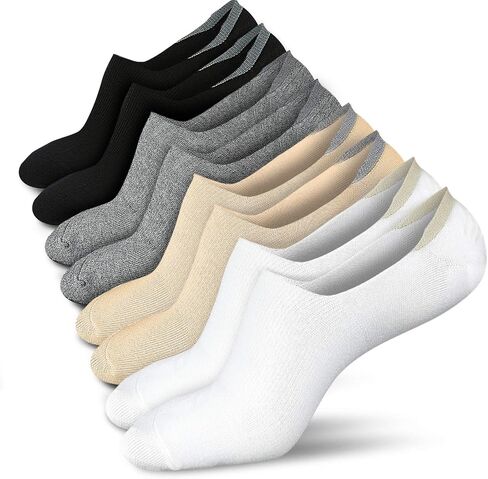 wernies No Show Socks Women Low Cut Ankle Socks Non Slip 4/8 Pairs | Thin Flat Boat Line Short Socks with Silicone Heel Grips, Breathable Combed Cotton, Invisible Socks,Size 5-14 in Kuwait