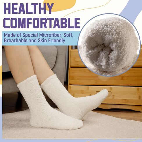 DoSmart Fuzzy Socks For Women Slipper Warm Fluffy Soft Winter Cozy Plush Cabin Sleep Christmas Home Socks in Kuwait