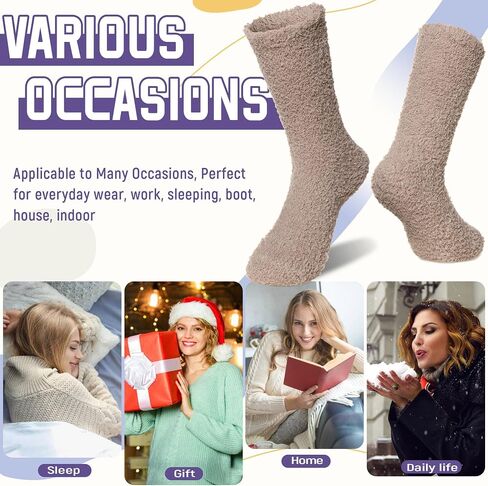 DoSmart Fuzzy Socks For Women Slipper Warm Fluffy Soft Winter Cozy Plush Cabin Sleep Christmas Home Socks in Kuwait